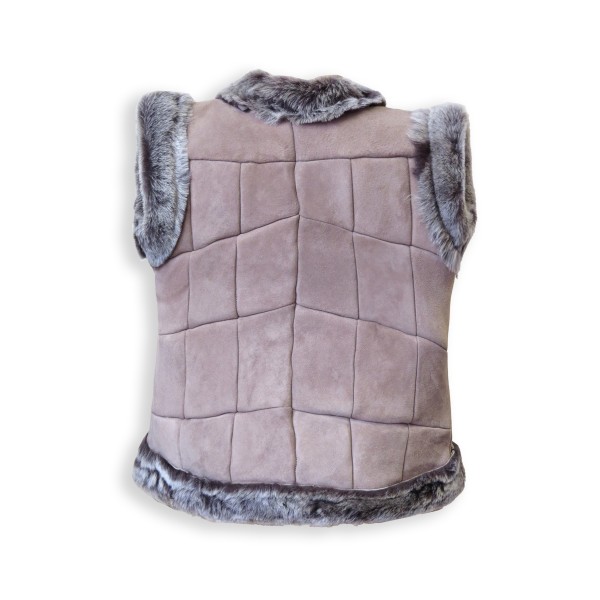 Sonia Originelli Kinderweste Naturfell Leder Lammfell Patchwork Handarbeit im Angebot