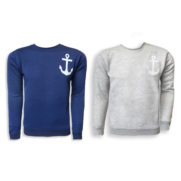 Sonia Originelli Sweatshirt "Anker" Maritim Druck Herren Unifarben Pullover Sonderangebot
