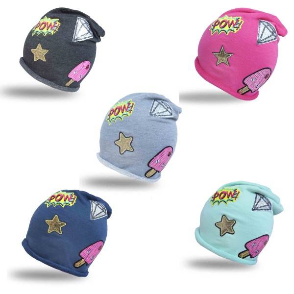 Sonia Originelli Beanie Mütze Kind Patch Aufnäher Diamant Eis trend Baumwolle Saisonale Angebote