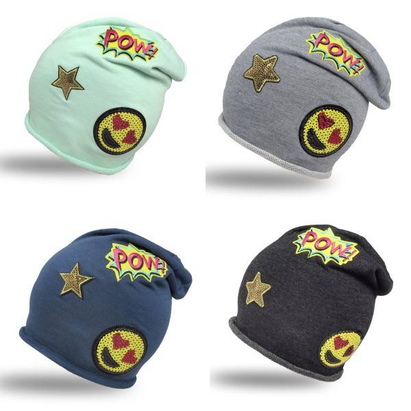 Sonia Originelli Beanie Mütze Kind Patch Aufnäher Stern Pow trend Baumwolle Riesige Ersparnisse