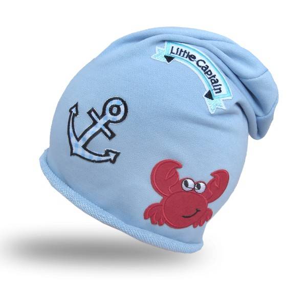 Sonia Originelli Beanie Mütze Kleinkind Patch Aufnäher Krabbe maritim Anker trend Baumwolle Babymütze Letzte 3 Tage