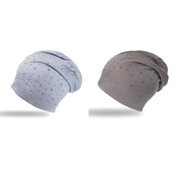 Sonia Originelli Beanie Mütze Nieten Schlicht Onesize Jersey Neueste Stile