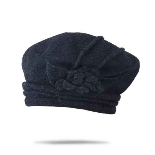 Sonia Originelli Damenhut Barett Wolle Blumenapplikation Winter warm hoher Tragekomfort Angebote