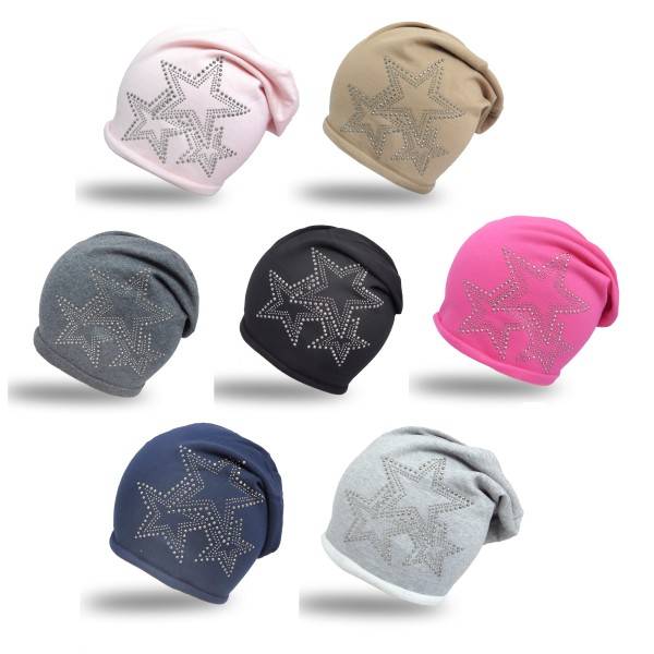Sonia Originelli Fleece Beanie "3-Stern" Winter Nieten Premium Günstiger Verkauf