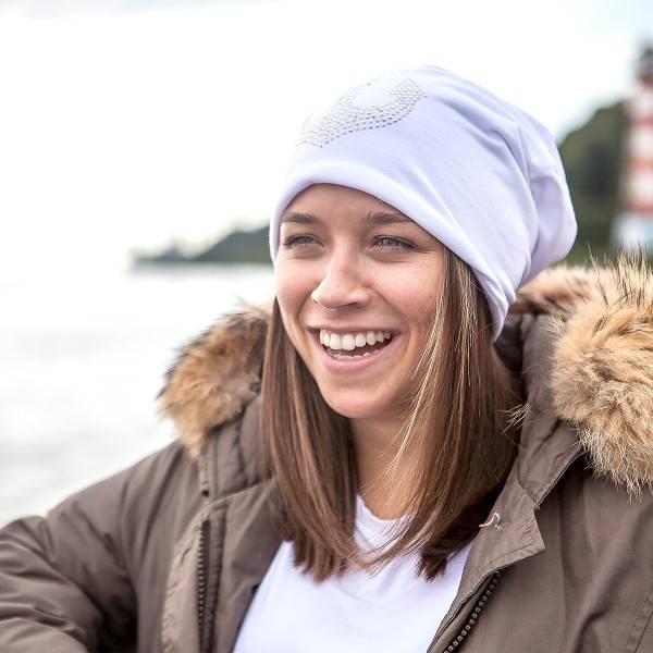 Sonia Originelli Fleece Beanie "Anker Strass" Steine Winter Jersey Fabrikverkauf