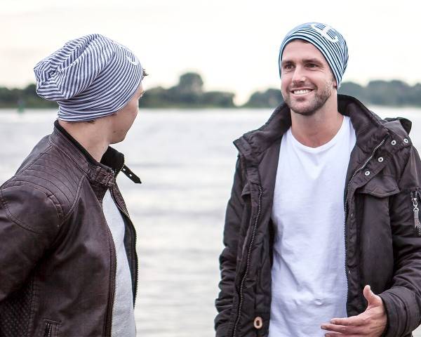 Sonia Originelli Fleece Beanie "Anker" Streifen Maritim Winter Unisex Meist gekauft