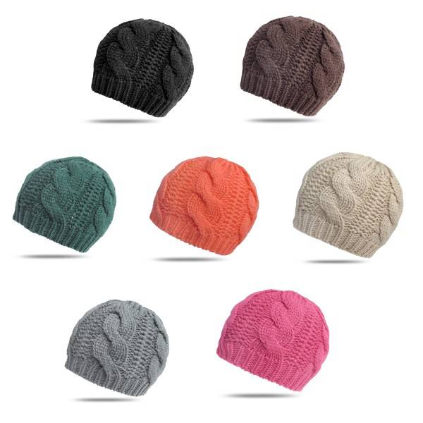 Sonia Originelli Strickmütze Wolle mit Zopfmuster klassisch Herbst Winter Heißer Verkauf