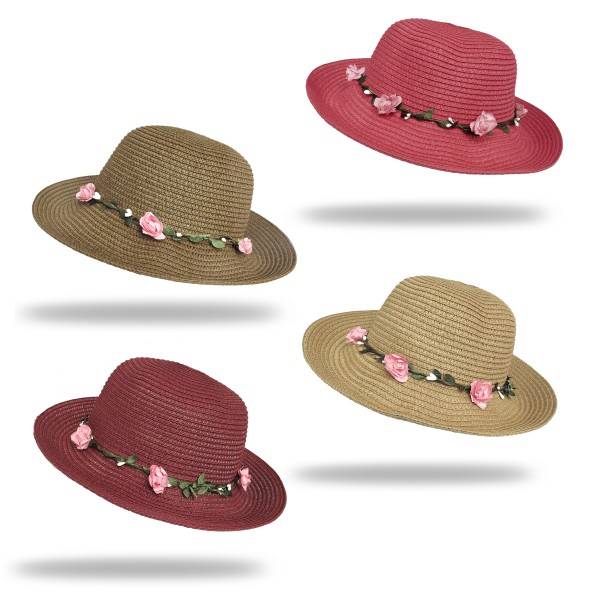 Sonia Originelli Strohhut "Blümchen" Strandhut Blumenkranz Damen Blume Zeitlich begrenztes Angebot