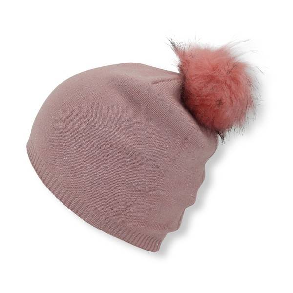 Sonia Originelli Winter Beanie Mütze mit Glitzerfasern und Kunstfell Bommel Bestseller