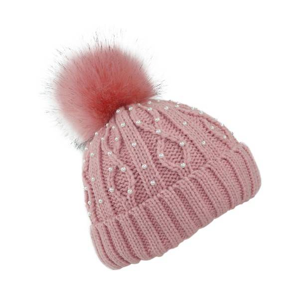 Sonia Originelli Winter Beanie Mütze Perlen Zopfmuster XL Bommel Teddyfell Saisonale Angebote