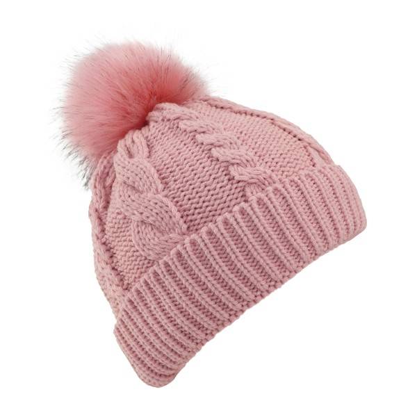 Sonia Originelli Winter Beanie Mütze Zopfmuster XL Bommel Teddyfell Räumungsverkauf