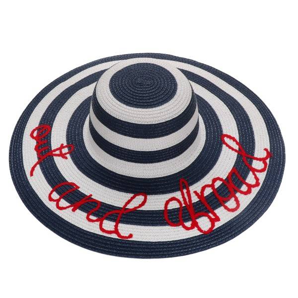 Sonia Originelli XXL Strohhut "Out and abroad" Streifen Maritim Bestickt Sommer Strand Wochenangebot