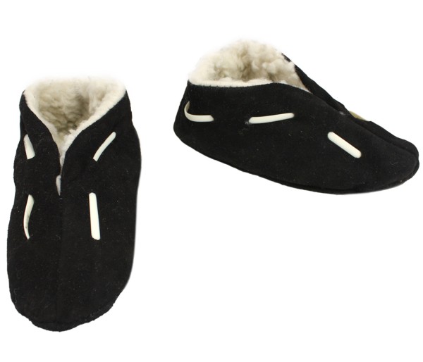Sonia Originelli Kinder Wildlederhausschuh Leder Webpelz Schwarz Zeitbegrenzte Promotion