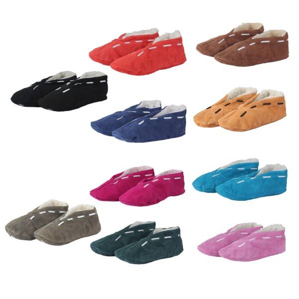Sonia Originelli Wildlederhausschuh ABS Stopper Echt Leder Kuschelfell Begrenzt auf 3 Tage