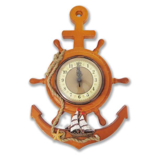 Sonia Originelli Seemannsuhr DA050 Küste Steurrad Uhr Schiffsuhr Anker Versandkostenfrei