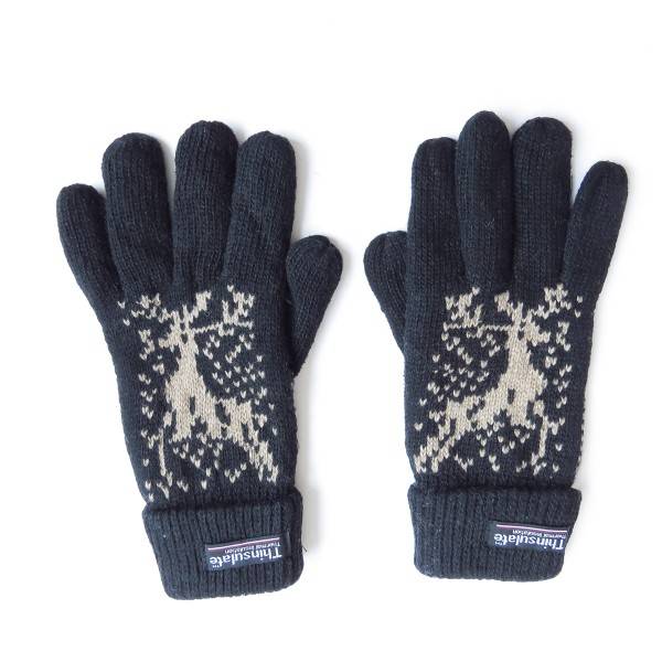 Sonia Originelli Strickhandschuhe Finger Umschlag Elch Wolle Fleece Winter Unisex Schlussverkauf