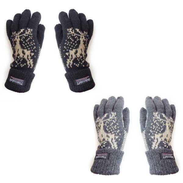 Sonia Originelli Strickhandschuhe Finger Umschlag Elch Wolle Fleece Winter Unisex Schlussverkauf