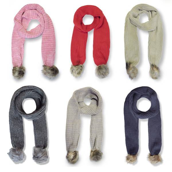 Sonia Originelli Winterschal Bommel abnehmbar Kunstfell Strickschal kuschelig weich und warm Tiefpreis
