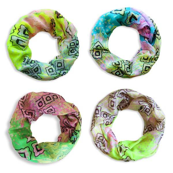 Sonia Originelli Schal Loop "Raute" neon Rundschal Sommer Sonderangebot der Fabrik