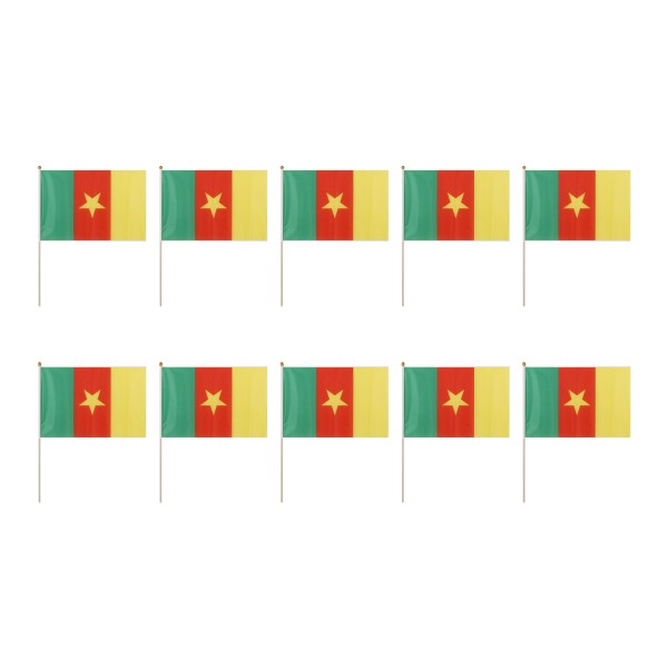 Sonia Originelli 10er Set Fahne Flagge Winkfahne "Kamerun" Cameroon Handfahne EM WM