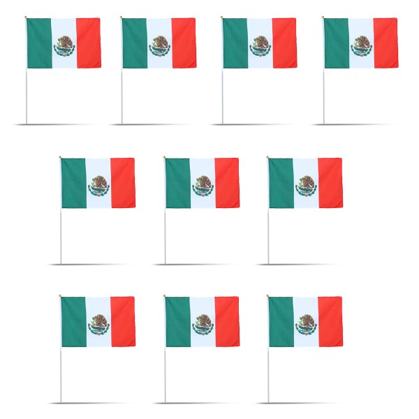 Sonia Originelli 10er Set Fahne Flagge Winkfahne "Mexiko" Mexico Handfahne EM WM