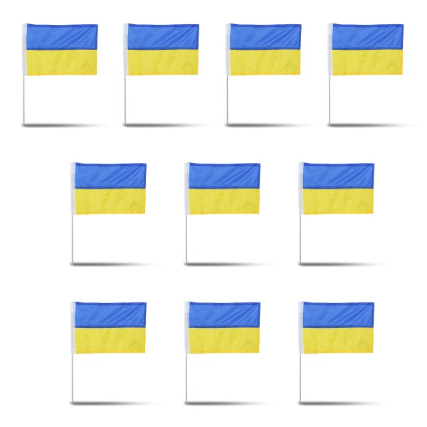 Sonia Originelli 10er Set Fahne Flagge Winkfahne "Ukraine" Handfahne EM WM