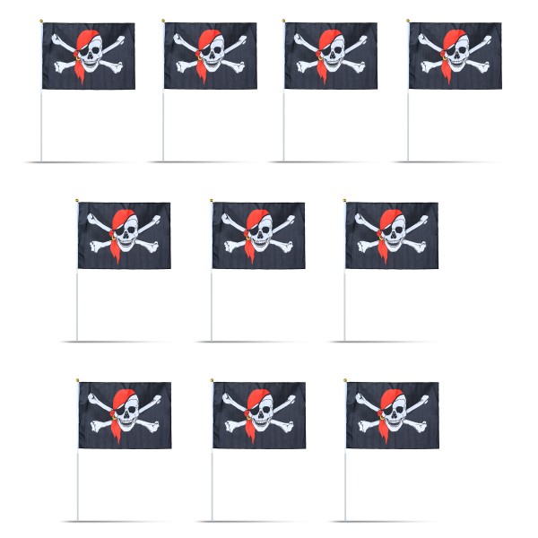 Sonia Originelli 10er Set Fahne Flagge Winkfahne "Pirat" Pirate Handfahne EM WM