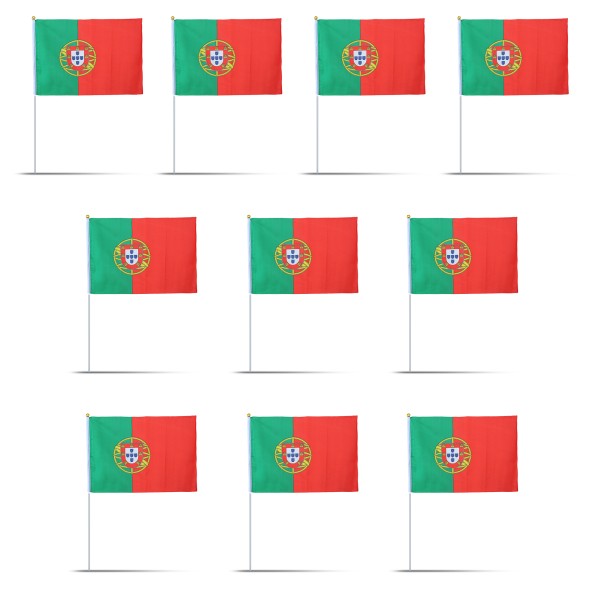 Sonia Originelli 10er Set Fahne Flagge Winkfahne "Portugal" Handfahne EM WM