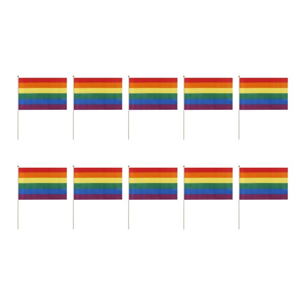 Sonia Originelli 10er Set Fahne Flagge Winkfahne "Regenbogen" Rainbow Handfahne EM WM
