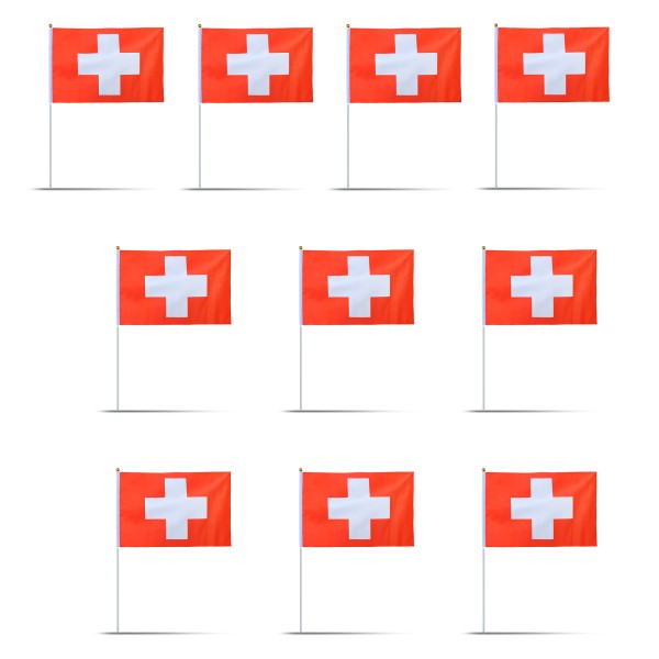 Sonia Originelli 10er Set Fahne Flagge Winkfahne "Schweiz" Switzerland Handfahne EM WM Kostenloser Versand international