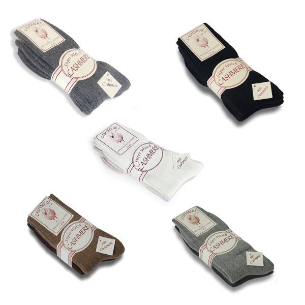 Sonia Originelli 2 Paar Kaschmirsocken "Premium" Strümpfe Schafwolle Unisex Lagerräumung
