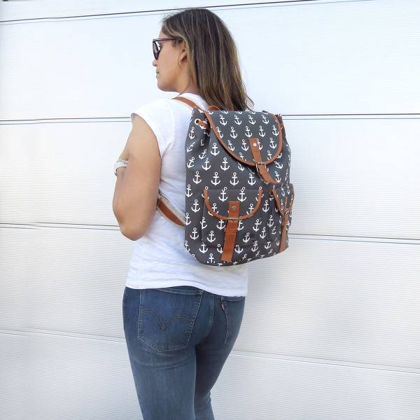 Sonia Originelli Rucksack Anker Maritim Bagpack kleine Ankersymbole Black Friday Preise