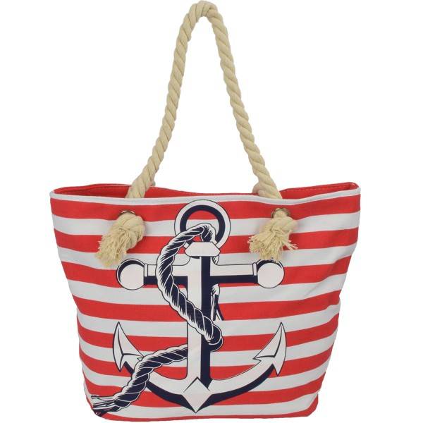 Sonia Originelli Shopper Blockstreifen Anker mit Seil Kordeln Strandtasche Canvas Hotsell