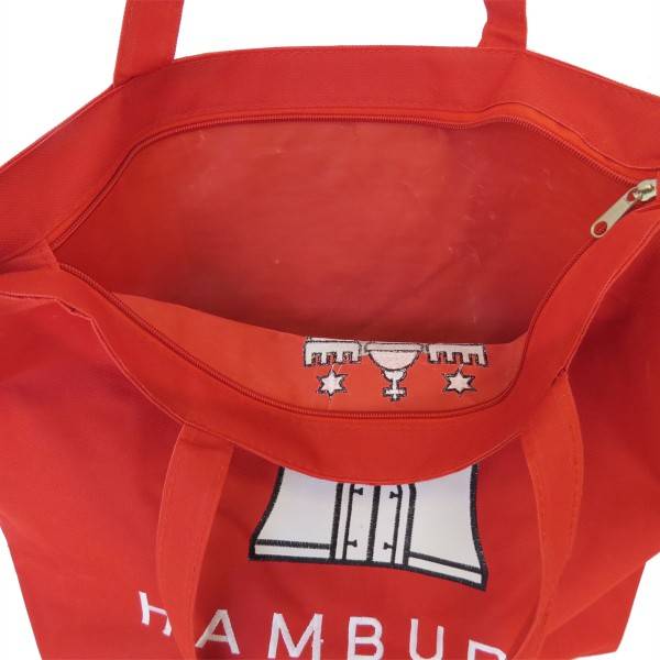 Sonia Originelli Shopper Hamburg Bestickung Tragetasche Einkaufsbeutel rot Schlussverkauf
