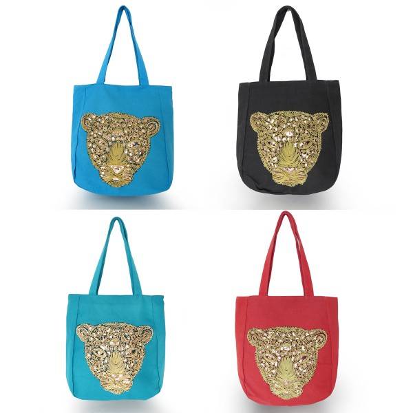 Sonia Originelli Shopper Pailetten "Löwe" Canvas Trend Dschungel Günstiger Verkauf