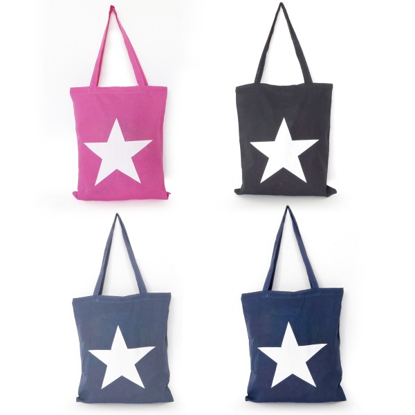 Sonia Originelli Stoffbeutel Stern 2er Set Einkaufsbeutel Tasche lange Henkel Kostenloser Versand