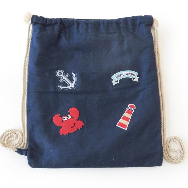 Sonia Originelli Turnbeutel Patches Aufnäher Gymbag maritim Anker Krabbe Baumwolle Exklusivangebot