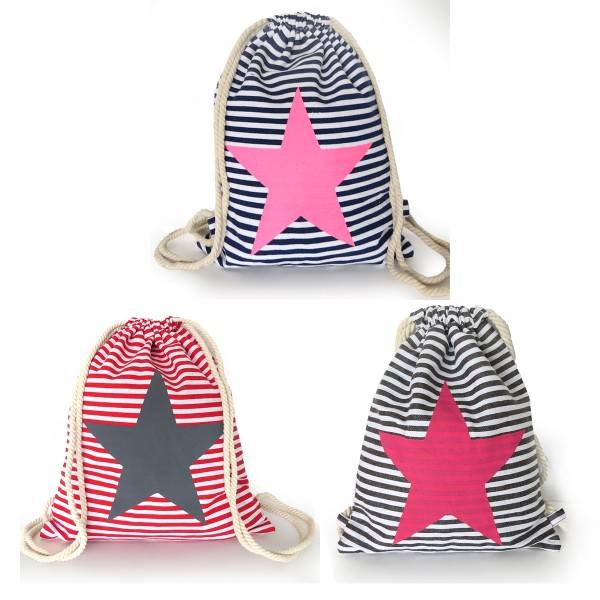 Sonia Originelli Turnbeutel Stern maritim gestreift Strand Beach Rucksack Saisonschlussverkauf