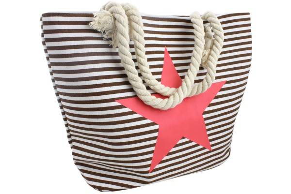 Sonia Originelli Strandtasche maritim gestreift Sternprint Seilkordeln Shopper Sonderangebote