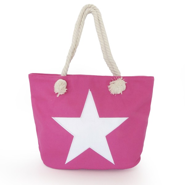 Sonia Originelli Strandtasche Stern bestickt Seilkordel maritim Shopper Tragetasche Tiefpreis