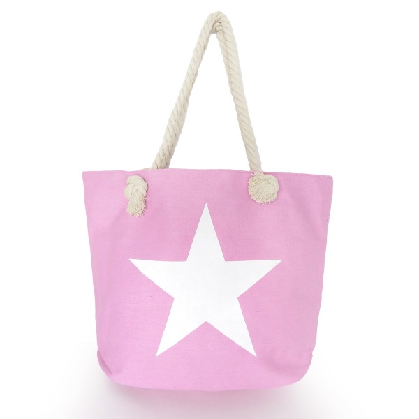 Sonia Originelli Strandtasche uni mit Sternaufdruck Seilkordeln Shopper Wochenangebot