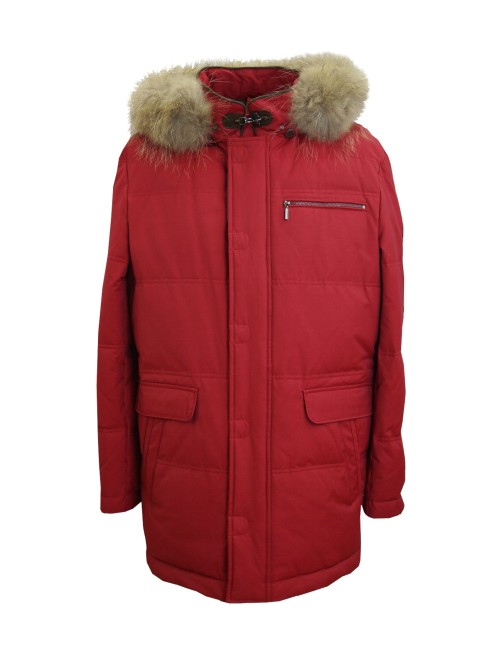 Steinbock Cotton-Mix Daunen-Parka mit Kapuze und Echtpelz Fabrikpreis
