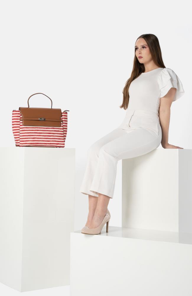 Stuff Maker Beach Handbag in Rot gestreift Versandkostenfrei