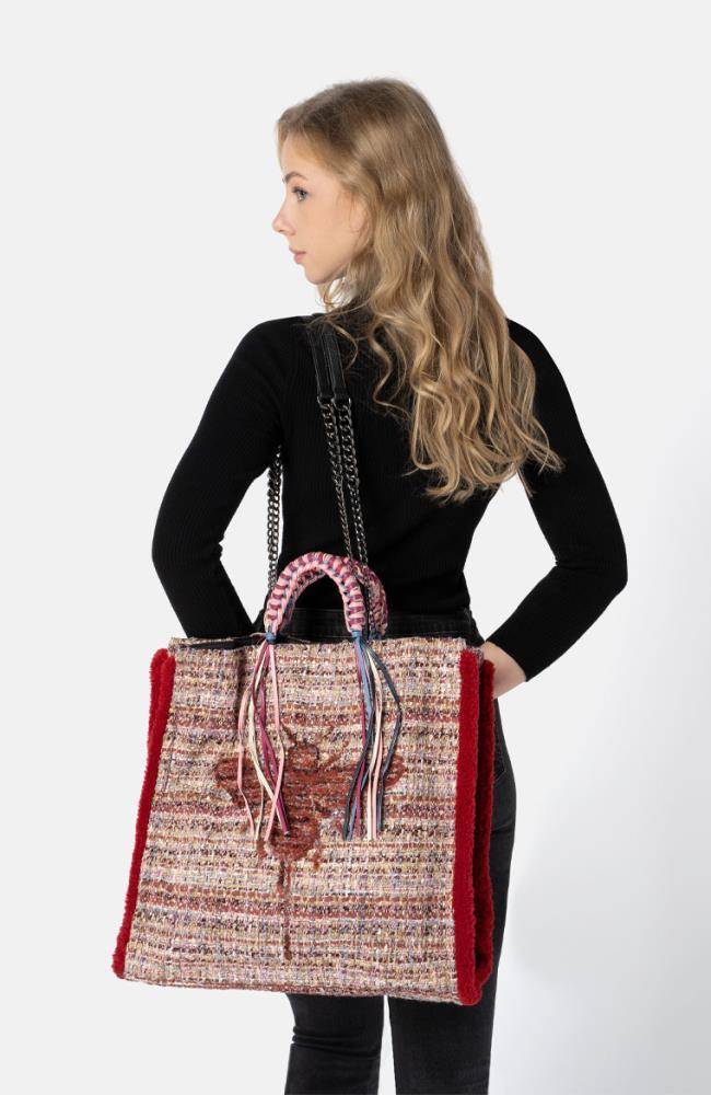 Stuff Maker Bouclé-Handbag in Bordeaux Begrenztes Angebot