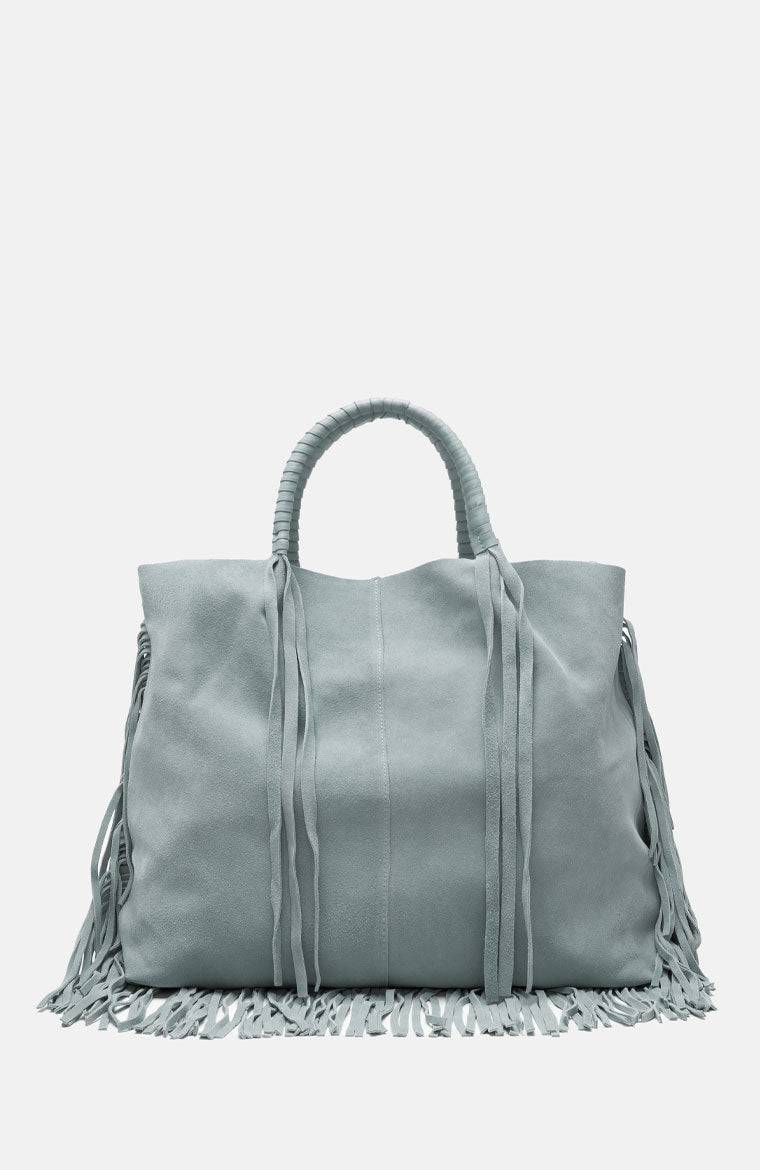 Stuff Maker Velour Leder Shopper in Blau Schlussverkauf