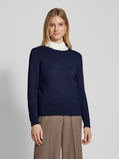 Peek & Cloppenburg Christian Berg WomanStrickpullover mit gerippten Abschlüssen in dunkelblau Limitierter Zeitrabatt