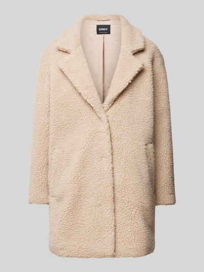 Peek & Cloppenburg OnlyRegular Fit Teddymantel mit verdecktem Druckknopfverschluss Modell 'NEWAURELIA' in sand Großer Ausverkauf