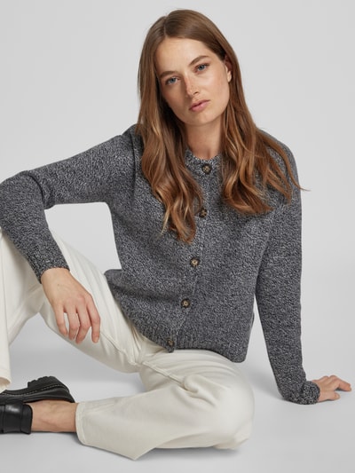 Peek & Cloppenburg Christian Berg WomanStrickjacke aus Wolle mit Rundhalsausschnitt in anthrazit melange Lagerräumung
