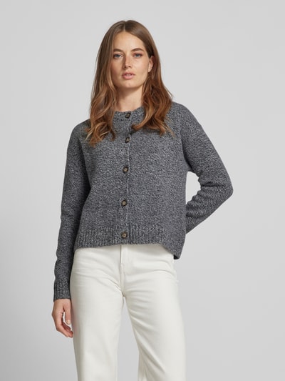 Peek & Cloppenburg Christian Berg WomanStrickjacke aus Wolle mit Rundhalsausschnitt in anthrazit melange Lagerräumung