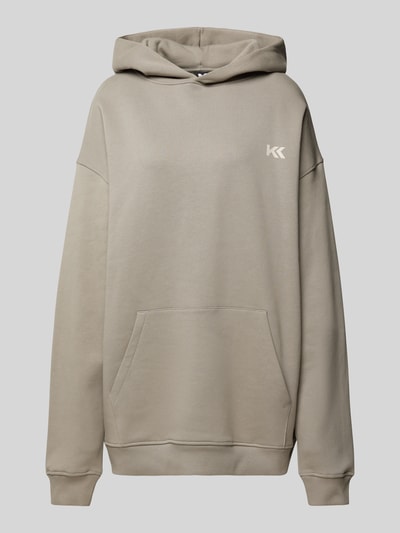 Peek & Cloppenburg Karo KauerOversized Hoodie mit Label-Print Modell 'Cinder' in mittelgrau Zeitlich begrenztes Angebot